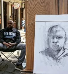 street portrait of Kendric Perkins (Historian, historic new orleans collection) charcoal