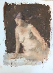 'What Happens in Quiet', Oil on arches paper, 9" x 12", 2024. (Painted at the studio of Saskia Ozols)